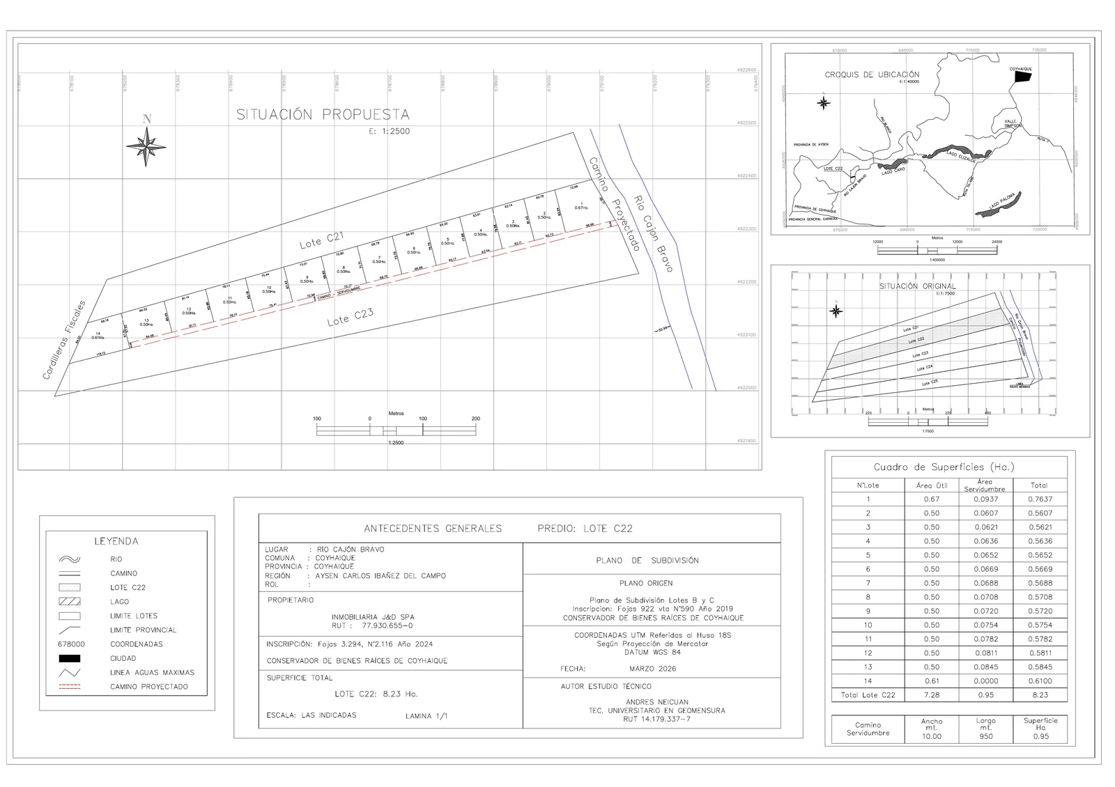 Plano de subdivisión del Lote C-22